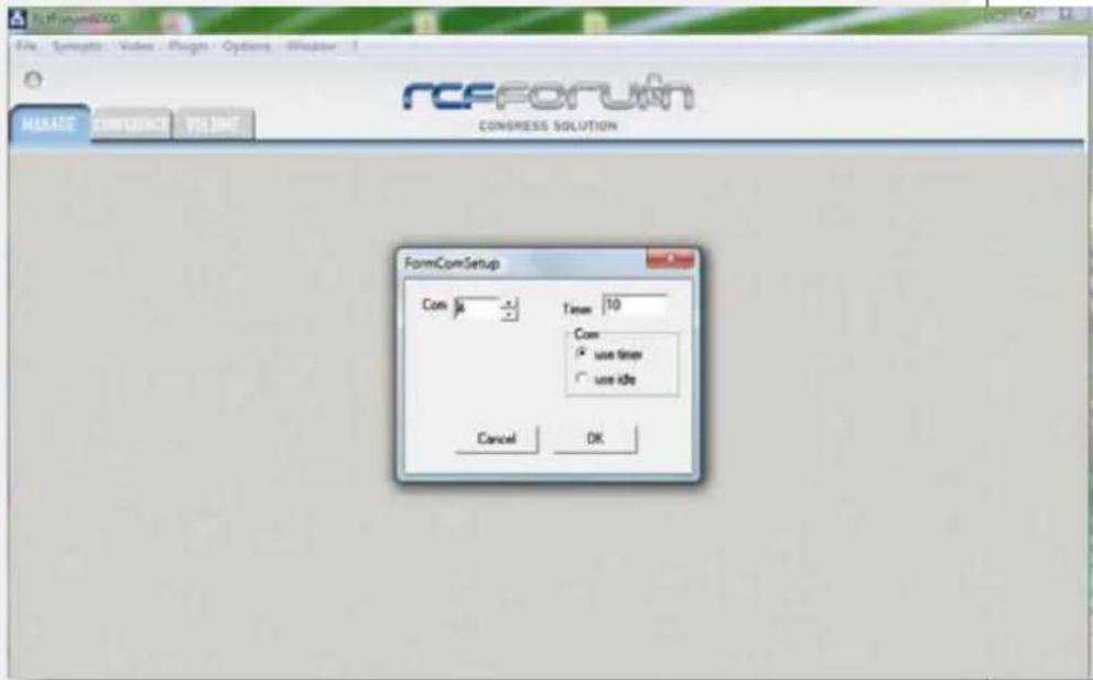 RCFFORUM CONGRESS SOLUTION FormComSetup Com 14 Time: 10 Com use time use idle Cancel OK