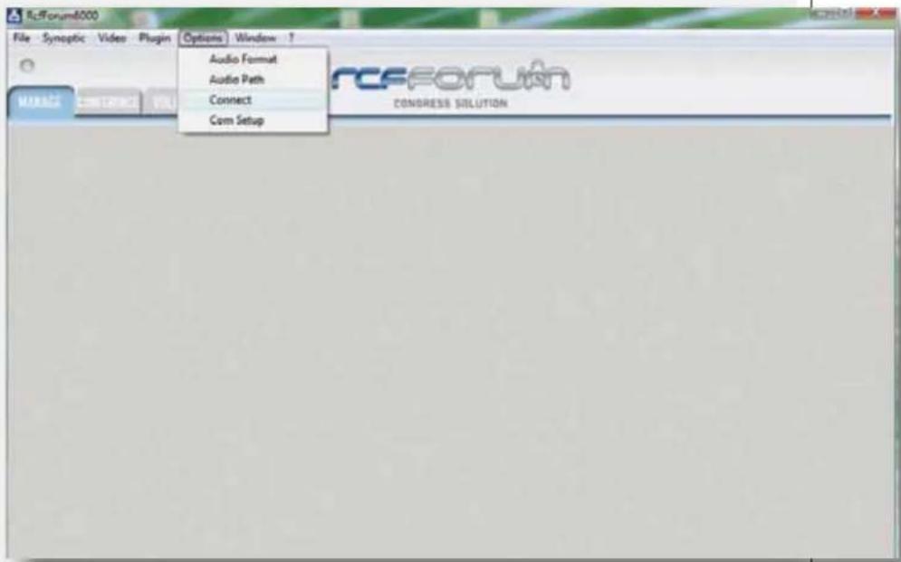 RcForum6000 File Synoptic Video Plugin Options Window Audio Format Audio Path Connect Com Setup