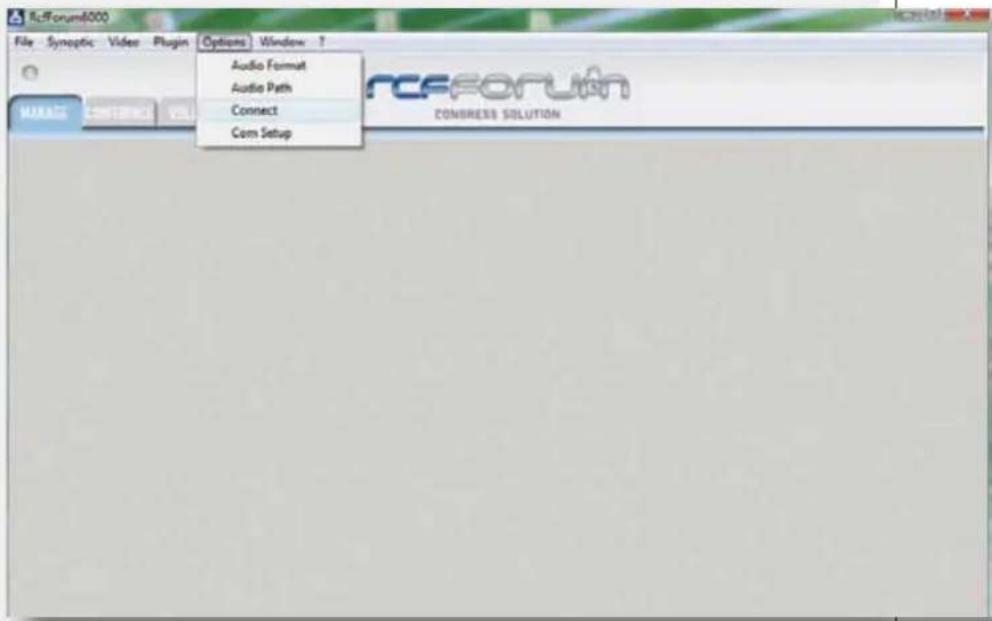 RCFforum6000 File Synoptic Video Plugin Options Window ? Audio Format Audio Path Connect Corn Setup
