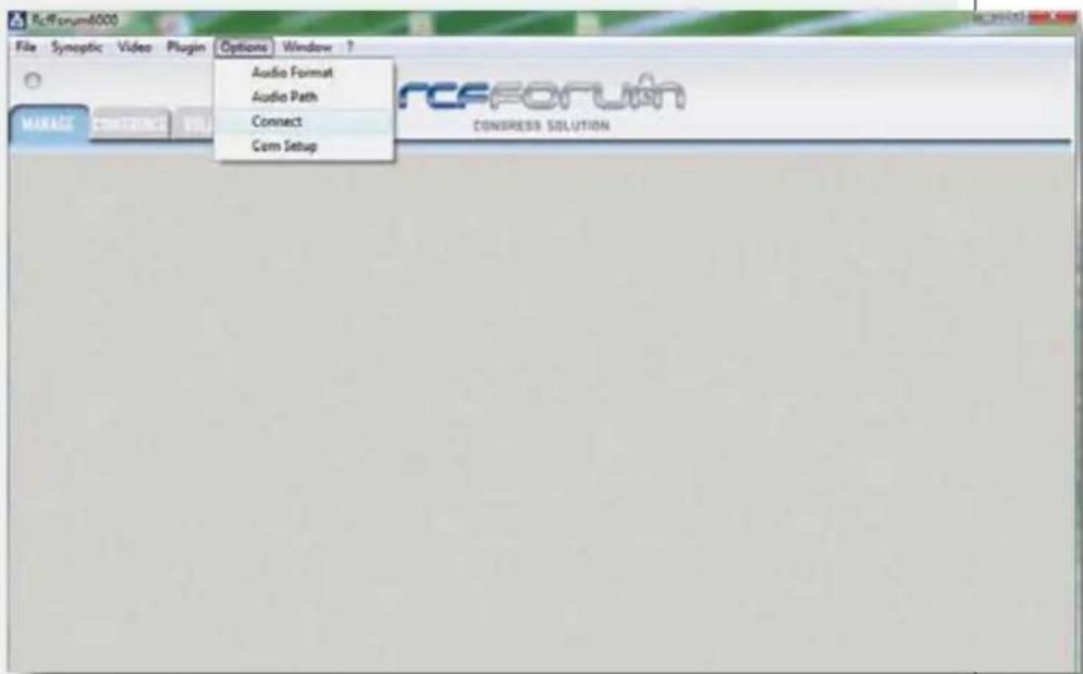 RcFForum6000 File Synoptic Video Plugin Options Window ? Audio Format Audio Path Connect Corn Setup