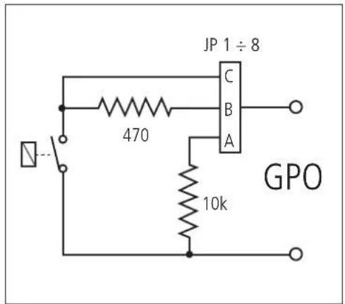JP 1 ÷ 8 C B A 470 10k GPO