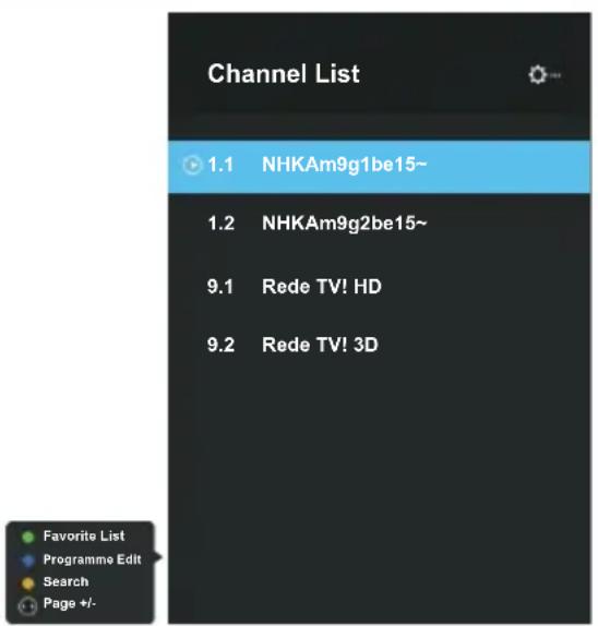 Channel List 1.1 NHKAm9g1be15~ 1.2 NHKAm9g2be15~ 9.1 Rede TV! HD 9.2 Rede TV! 3D Favorite List Programme Edit Search Page +/-