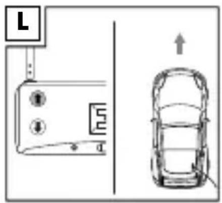 Diagram showing a car front view with a mounted device and an upward arrow indicating direction or force.