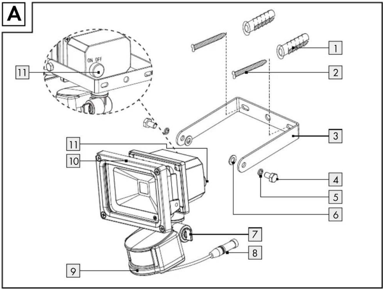 A 11 ON OFF 1 2 3 4 5 6 7 8 9 10 11
