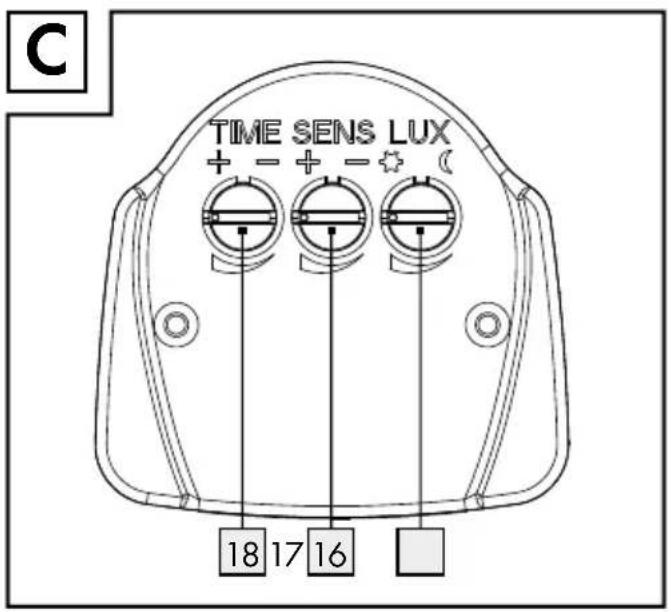 C TIME SENS LUX + - + - + 18 17 16