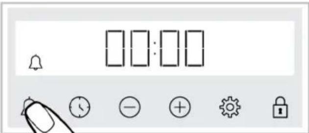 Digital timer interface with clock, minus, plus, gear, and lock icons