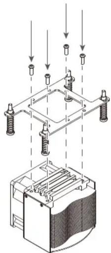 Technical diagram showing installation of a mechanical component with multiple bolts and a base housing, annotated with Chinese text.