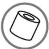 Line drawing of a hand holding a tablet device (no text or symbols)