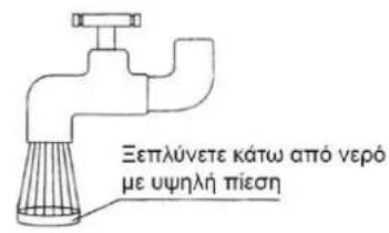 Ξεπλύνετε κάτω από νερό με υψηλή πίεση