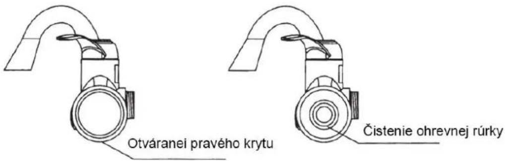 Otváranei pravého krytu Čistenie ohrevnej rúrky