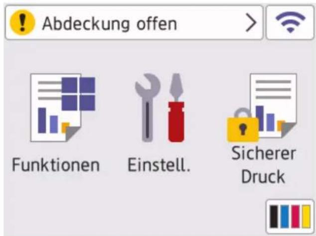 Abdeckung offen Funktionen Einstell. Sicherer Druck