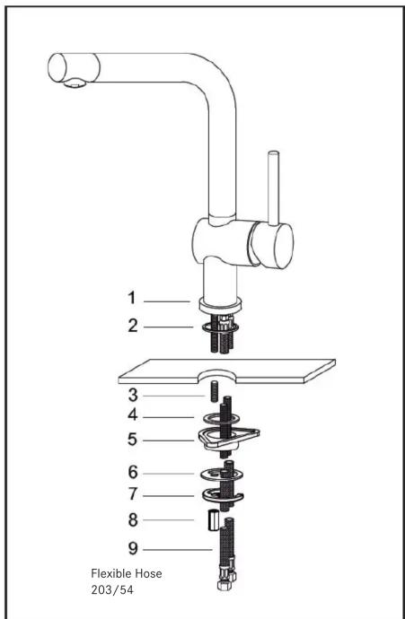 1 2 3 4 5 6 7 8 9 Flexibler Schlauch 203/54