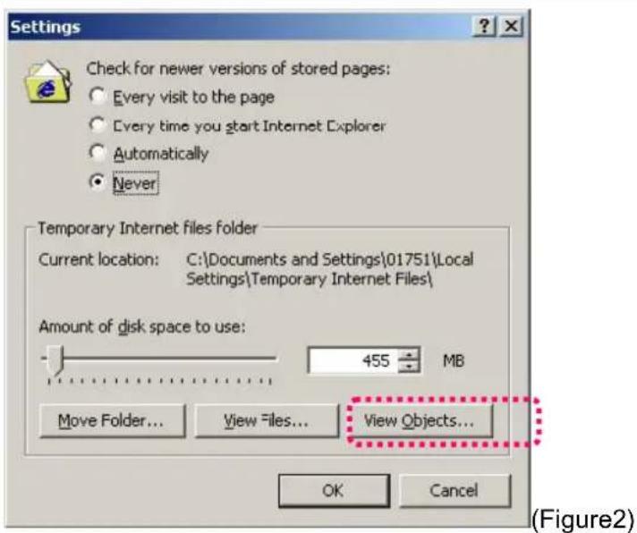 Settings Check for newer versions of stored pages: Every visit to the page Every time you start Internet Explorer Automatically Never Temporary Internet files folder Current location: C:\Documents and Settings\01751\Local Settings\Temporary Internet Files\ Amount of disk space to use: 455 MB Move Fo…