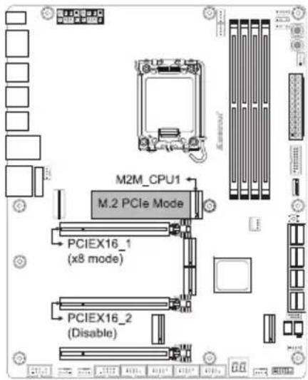 M2M_CPU1 M.2 PCIe Mode PCIEX16_1 (x8 mode) PCIEX16_2 (Disable)