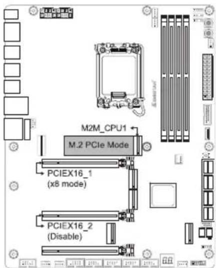 M2M_CPU1 M.2 PCIe Mode PCIEX16_1 (x8 mode) PCIEX16_2 (Disable)
