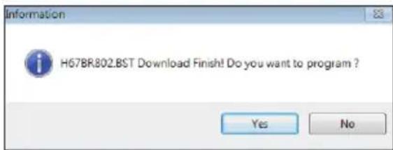 Information H67BR802.BST Download Finish! Do you want to program ? Yes No