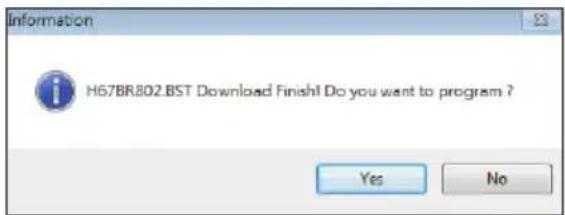 Information H67BR802.BST Download Finish! Do you want to program ? Yes No
