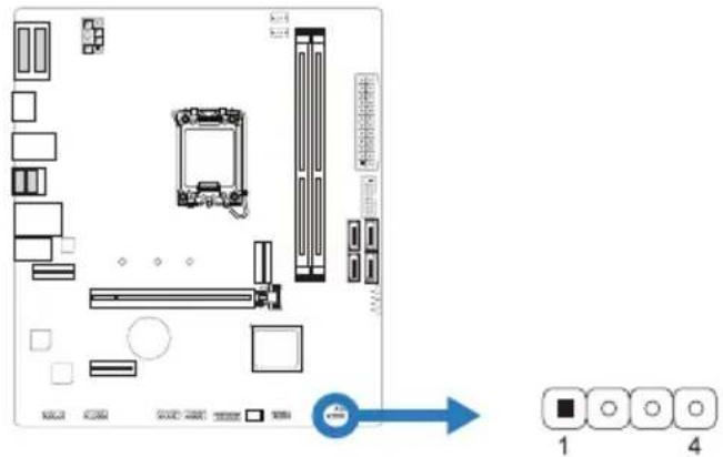 Diagram of a computer motherboard layout with labeled components and a directional arrow indicating movement or navigation.