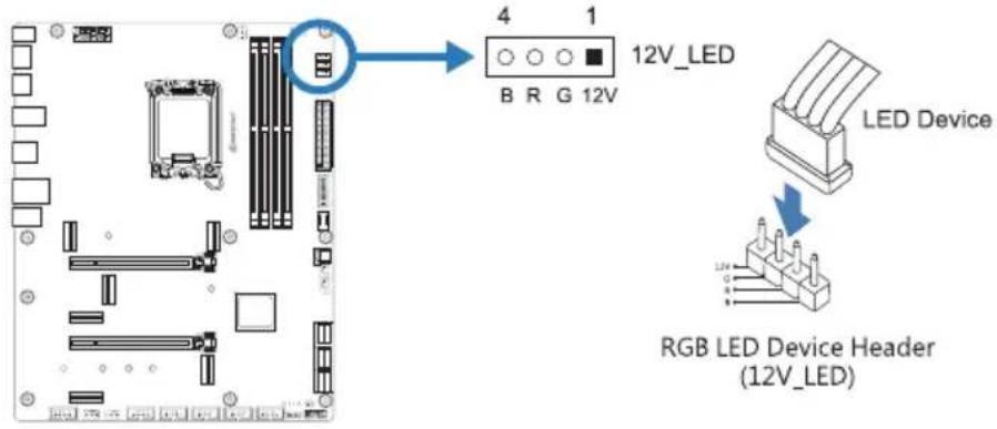 BIOSTAR B760A-Silver - 12V\_LED: Штыревой соединитель светодиодного устройства RГБ (5050 SMD) - 1