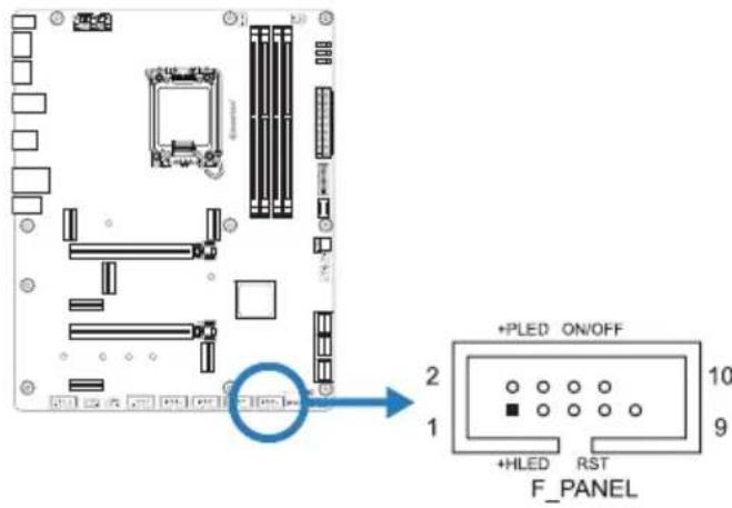 BIOSTAR B760A-Silver - F\_PANEL1: штыревой соединитель передней панели - 1