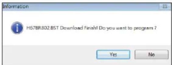Information H67BR802.BST Download Finish! Do you want to program ? Yes No