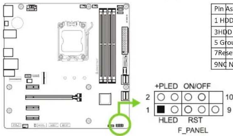 BIOSTAR A620MP-E PRO - F\_PANEL: штыревой соединитель передней панели - 1