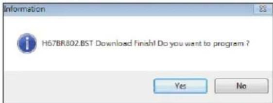 Information H67BR802.BST Download Finish! Do you want to program ? Yes No