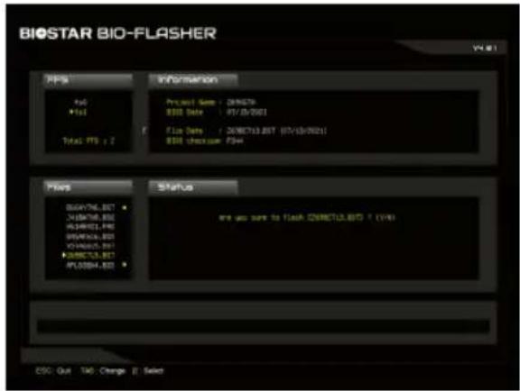 BIOSTAR BIO-FLASHER V6.01 PPS Information +/- +/- Total PTS: 2 Project Name : D:\0079\SSB Date : 07/03/2001 File Date : D:\00713.BST (07/03/2021)\SSB checkout: F544 Status D:\00713.BST * D:\00713.BST * D:\00713.BST * D:\00713.BST * D:\00713.BST * D:\00713.BST * E: we sure to flash D:\00713.BST ? (YR) CSC: Quit TAG: Change B: Select
