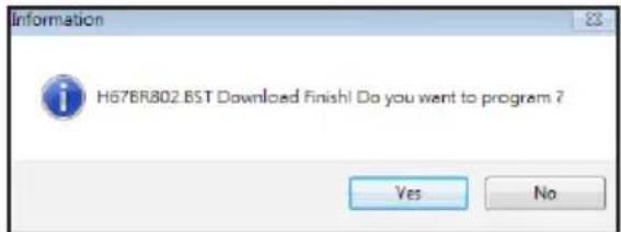 Information H678R802.BST Downloaded Finish! Do you want to program ? Yes No