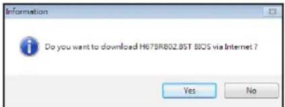 Information Do you want to download H678R802.BST BIOS via Internet ? Yes No