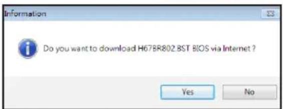 Information Do you want to download H67BR802.BST BIOS via Internet ? Yes No