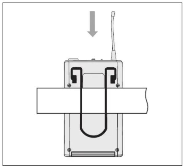 Omnitronic UHF-200 BP - Taschensender befestigen und Mikrofon anschließen - 1