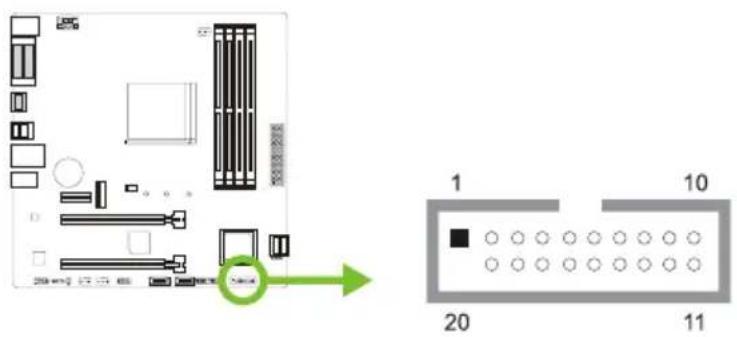 BIOSTAR B450MX - PC-SPKR1: 揚聲器接頭 - 3