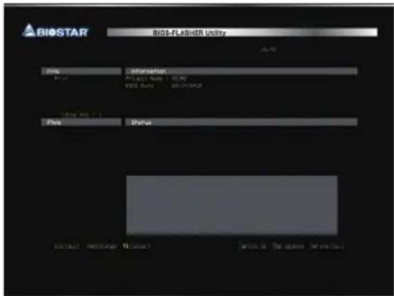 BIOSTAR BIOST-FLASHOR Utility A/B File Information File Path: 0000 CATE Date: 12/07/2024 File Path: Status Microsoft - Microsoft - Microsoft Source in The above - Microsoft