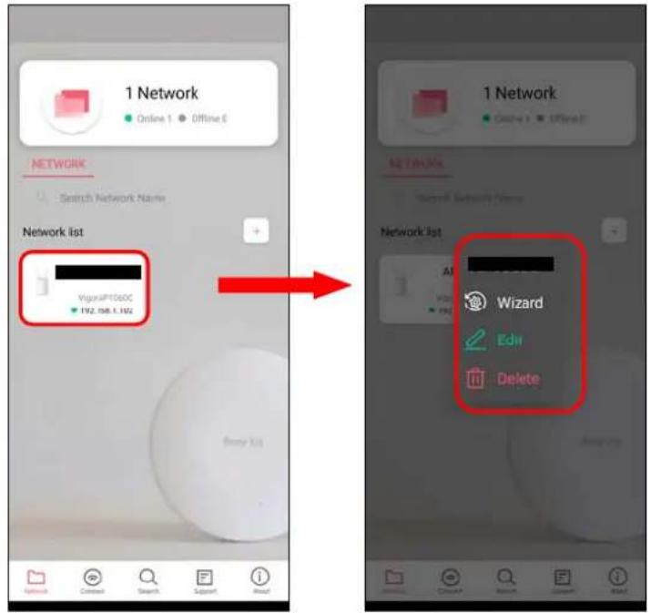 1 Network Online 1 Offline 6 NETWORK Search Network Name Network list Wizard/IP1060C F92.5MB.1.102 1 Network Online 1 Offline 6 NETWORK Search Network Name Network list Wizard Edit Delete