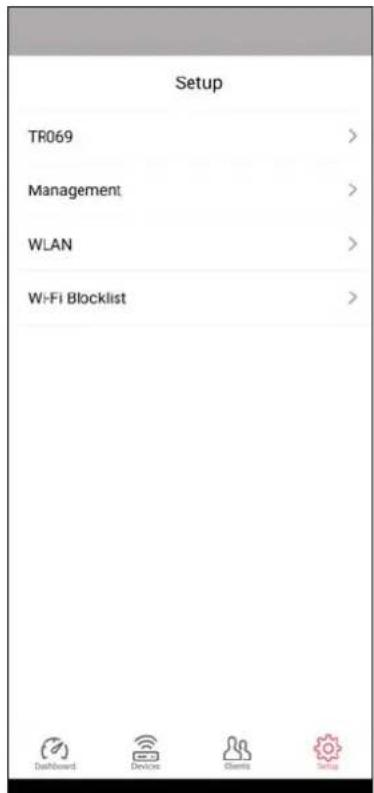 Setup TR069 > Management > WLAN > Wi-Fi Blocklist >