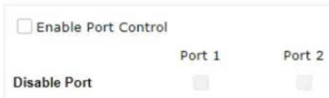 Enable Port Control Port 1 Port 2 Disable Port