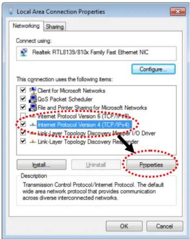 Local Area Connection Properties Networking Sharing Connect using: Realtek RTL8139/810x Family Fast Ethernet NIC Configure... This connection uses the following items: ✓ Client for Microsoft Networks ✓ QoS Packet Scheduler ✓ File and Printer Sharing for Microsoft Networks ■ Internet Protocol Version 6 (TCP/IPv6) ✓ Internet Protocol Version 4 (TCP/IPv4) ✓ Link-Layer Topology Discovery Meaper I/O Driver ✓ Link-Layer Topology Discovery Responder Install... Uninstall Properties Description Transmission Control Protocol/Internet Protocol. The default wide area network protocol that provides communication across diverse interconnected networks. OK Cancel