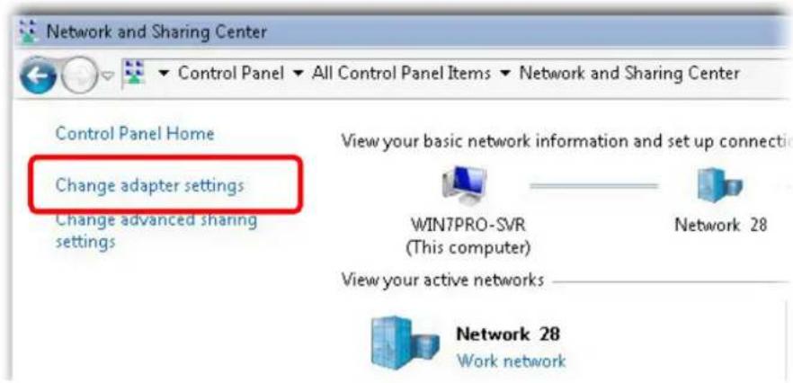 Network and Sharing Center Control Panel Home Change adapter settings Change advanced sharing settings View your basic network information and set up connecti WIN7PRO-SVR (This computer) Network 28 View your active networks Network 28 Work network