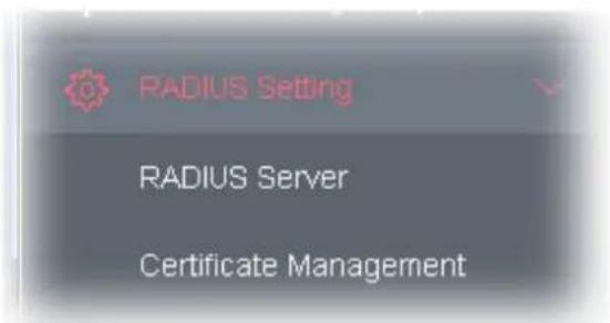 RADIUS Setting RADIUS Server Certificate Management