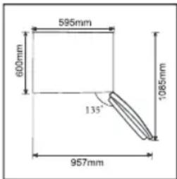 595mm 600mm 135° 1085mm 957mm