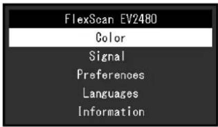 FlexScan EV2480 Color Signal Preferences Languages Information