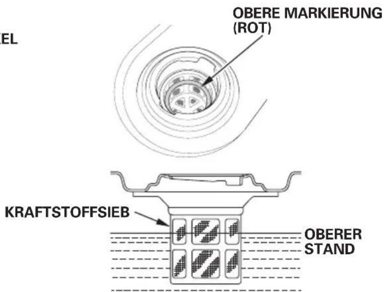 OBERE MARKIERUNG (ROT) EL KRAFTSTOFFSIEB OBERER STAND