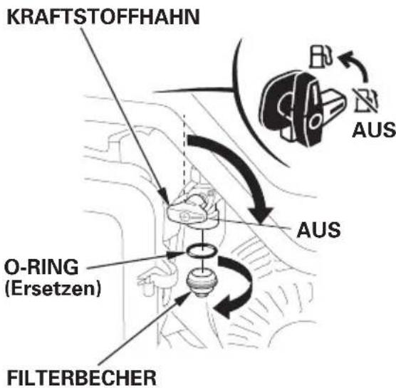 KRAFTSTOFFHAHN AUS AUS O-RING (Ersetzen) FILTERBECHER