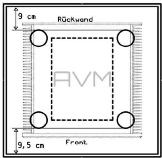 9 cm Rückwand AVM 9,5 cm Front