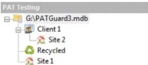 PAT Testing G:\PATGuard3.mdb Client 1 Site 2 Recycled Site 1