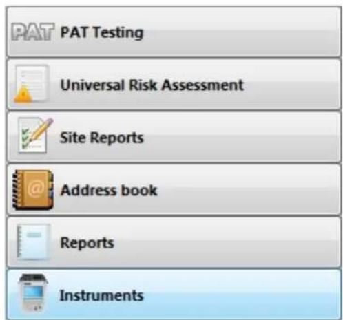 PAT PAT Testing Universal Risk Assessment Site Reports Address book Reports Instruments