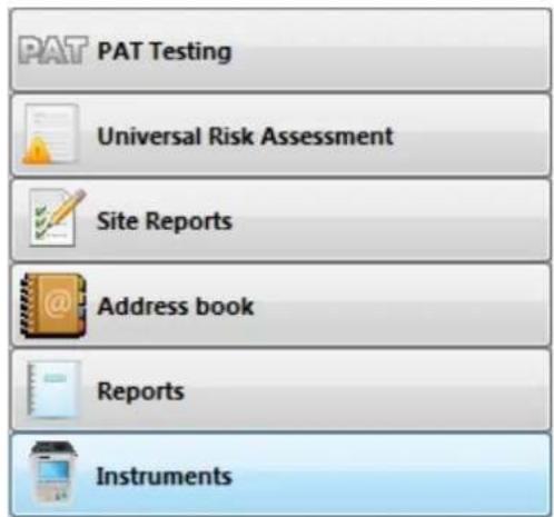 PAT PAT Testing Universal Risk Assessment Site Reports Address book Reports Instruments