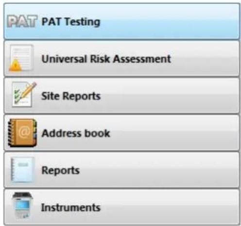 PAT PAT Testing Universal Risk Assessment Site Reports Address book Reports Instruments