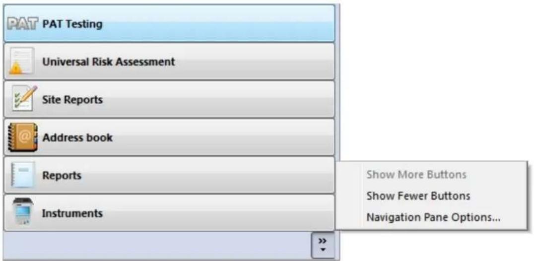 PAT PAT Testing Universal Risk Assessment Site Reports Address book Reports Instruments Show More Buttons Show Fewer Buttons Navigation Pane Options...